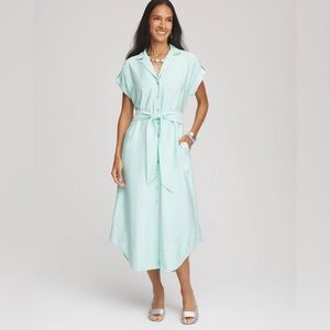 Chico’s Hammered Rayon Midi Shirtdress size S
